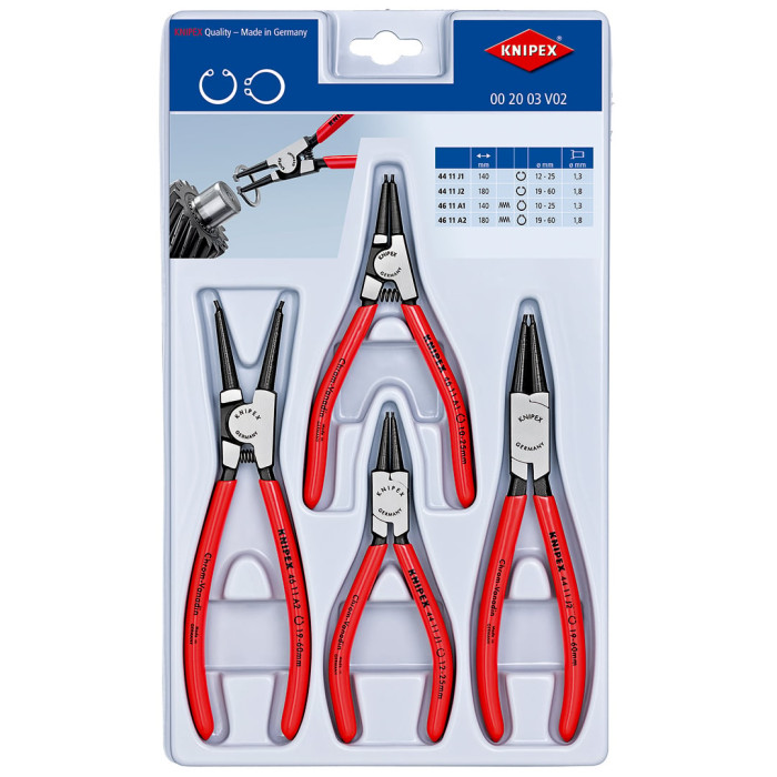 Комплект щипців для стопорних кілець 4 шт KNIPEX 00 20 03 V02
