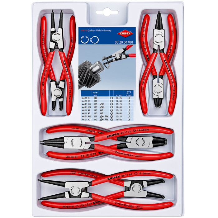 Комплект щипців для стопорних кілець 8 шт KNIPEX 00 20 04 V01
