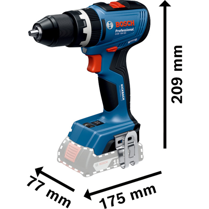 Дрель-шуруповёрт ударная аккумуляторная BOSCH PRO GSB 18V-65 06019N3307 - изображение 2