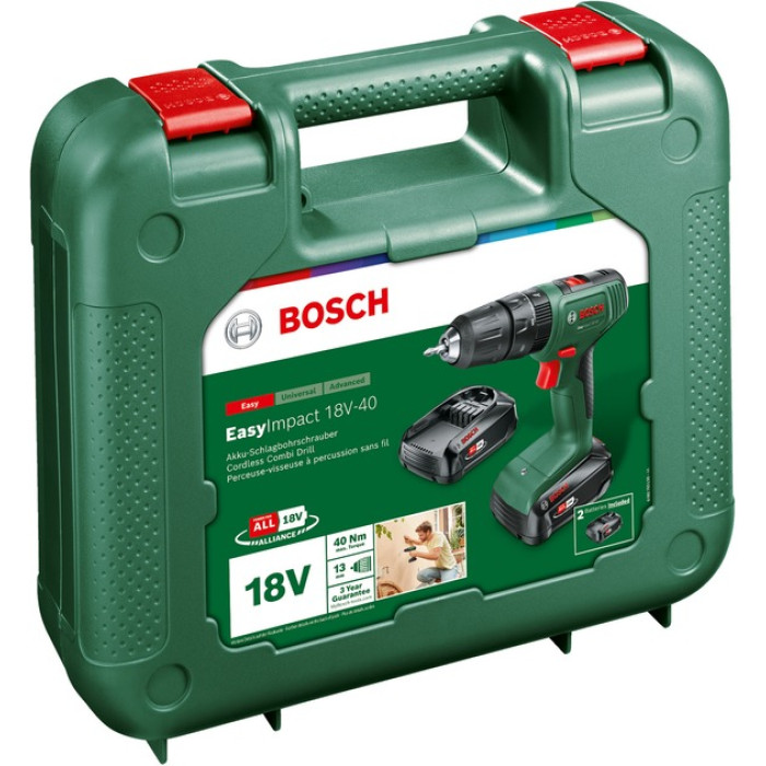 Дрель-шуруповерт ударная аккумуляторная BOSCH EasyImpact 18V-40 06039D8102 - изображение 3