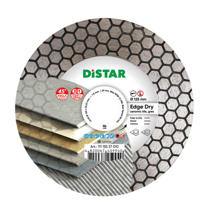 Комплект кожух накладний на КШМ Duster 45 115-125 мм та круг алмазний 125 мм Edge Dry 10115429016 - зображення 4