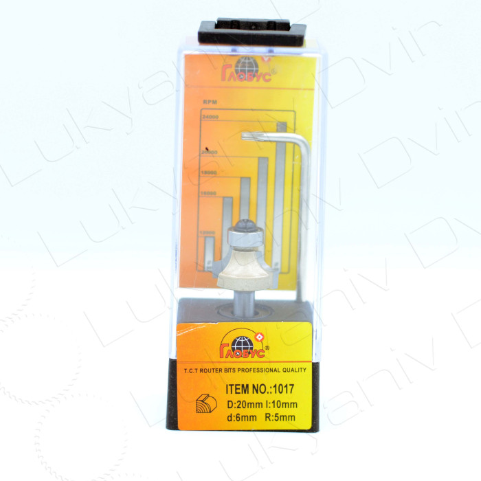 Фреза по дереву Глобус 1017 D20 l10 d6 R5