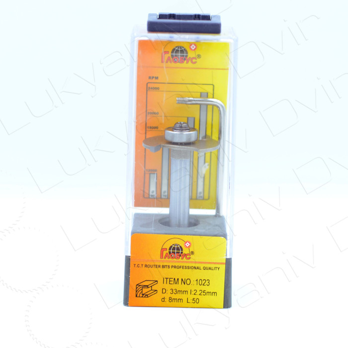 Фреза по дереву Глобус 1023 D33 l2.25 d8 L50