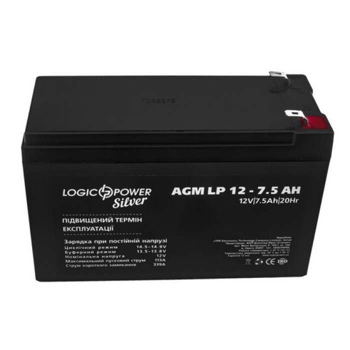 Аккумулятор LogicPower LP Silver AGM 12 В 7.5 Ач 1074 - изображение 2
