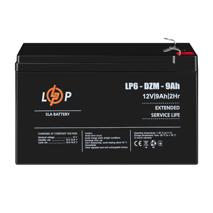 Тяговый свинцово-кислотный аккумулятор LogicPower LP 6-DZM-9 Ah 12654 - изображение 2