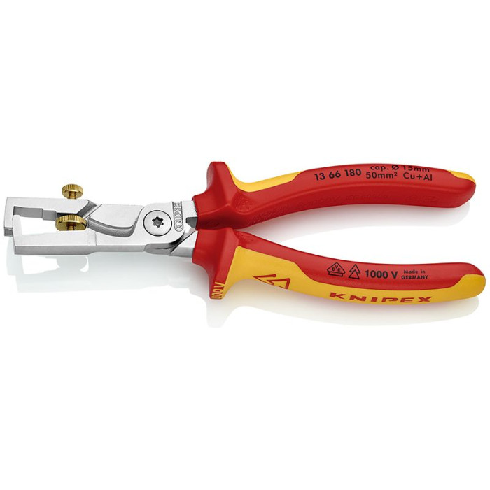 Кліщі для видалення ізоляції з функцією різання кабелю KNIPEX StriX 13 66 180