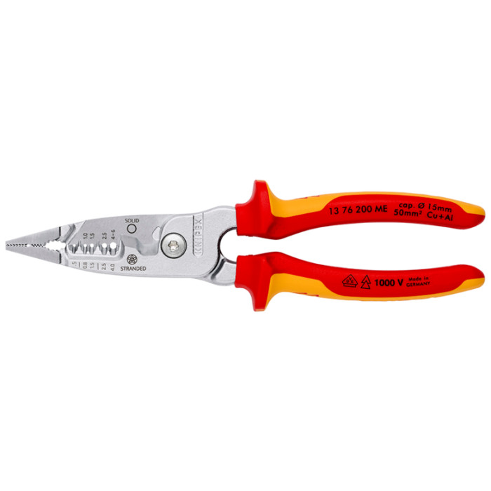 Багатофункціональні кліщі діелектричні KNIPEX WireStripper 0.5-6 кв.мм 13 76 200 ME