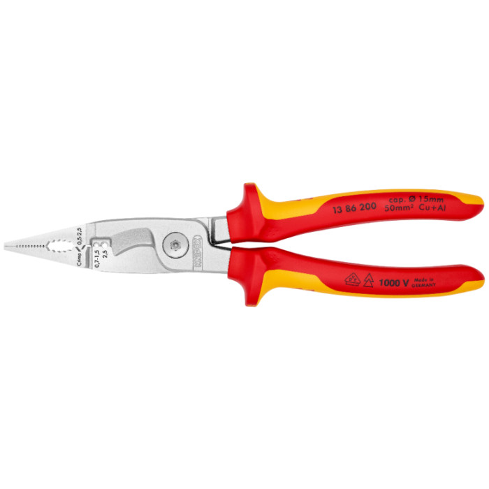 Электромонтажные клещи диэлектрические хромированные KNIPEX 200 мм 13 86 200