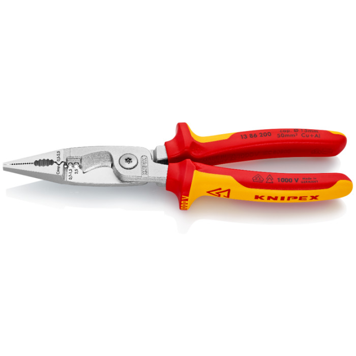 Электромонтажные клещи диэлектрические хромированные KNIPEX 200 мм 13 86 200 - изображение 2