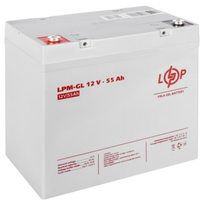 Акумулятор LogicPower LPM-GL гелевий 12 В 55 Аг 15266 - зображення 2