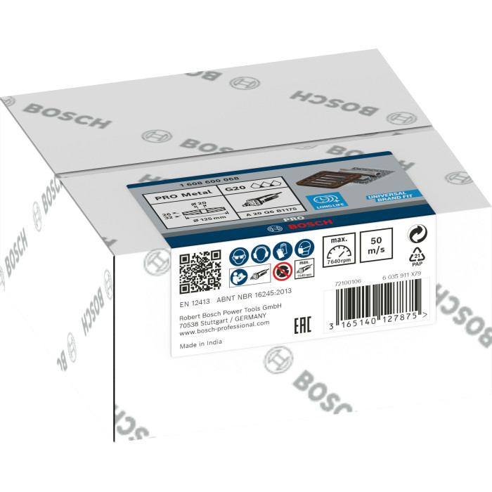 Круг шлифовальный по металлу BOSCH PRO Metal 125х20 мм G20 1608600068 - изображение 2