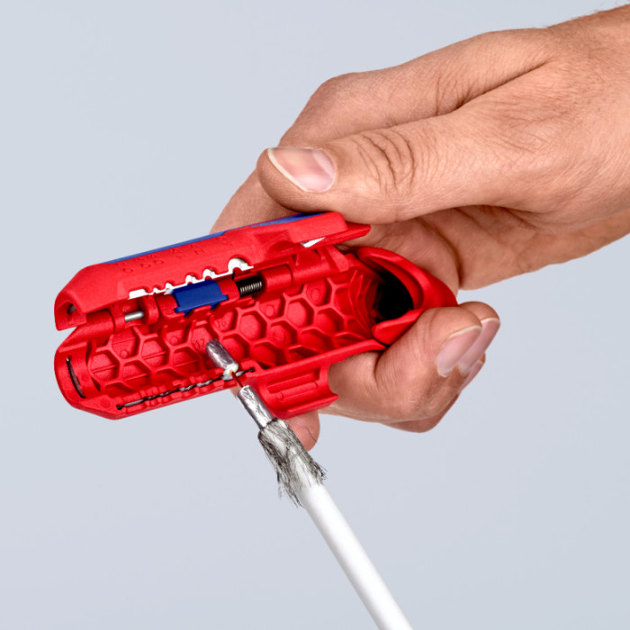 Універсальний інструмент для зняття оболонки з кабелю KNIPEX ErgoStrip 16 95 02 SB - зображення 5