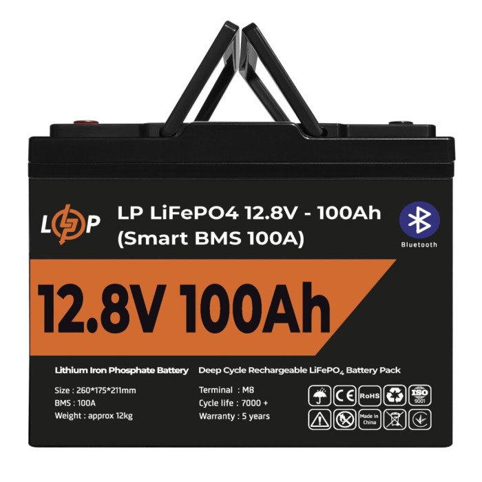 Акумулятор LogicPower LP LiFePO4 12V (12,8V) - 100 Ah (1280Wh) (Smart BMS 100А) BT 20197  - зображення 2