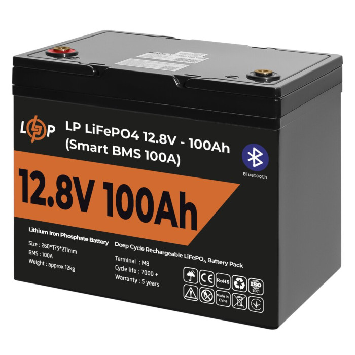 Акумулятор LogicPower LP LiFePO4 12V (12,8V) - 100 Ah (1280Wh) (Smart BMS 100А) BT 20197  - зображення 3