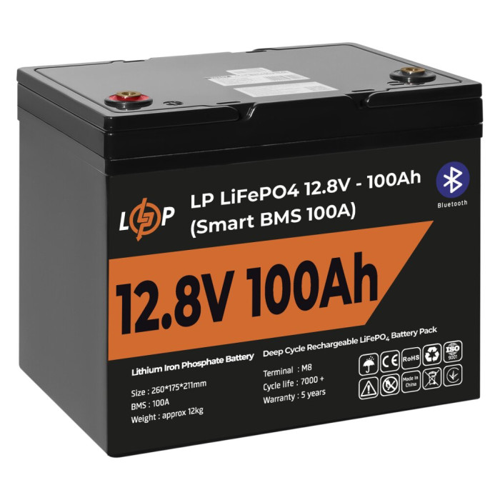 Акумулятор LogicPower LP LiFePO4 12V (12,8V) - 100 Ah (1280Wh) (Smart BMS 100А) BT 20197  - зображення 4