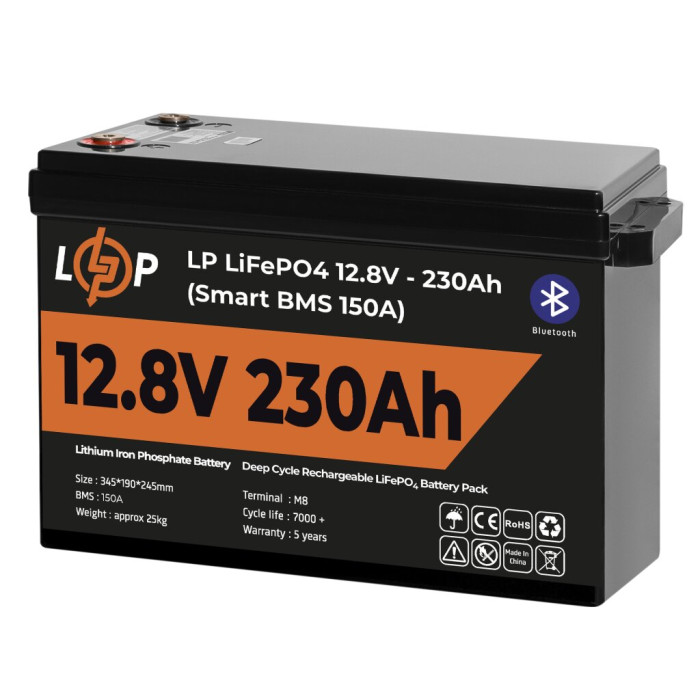 Аккумулятор LogicPower LP LiFePO4 12V (12,8V) - 230 Ah (2944Wh) (Smart BMS 150А) з BT пластик для ИБП 20199 - изображение 3