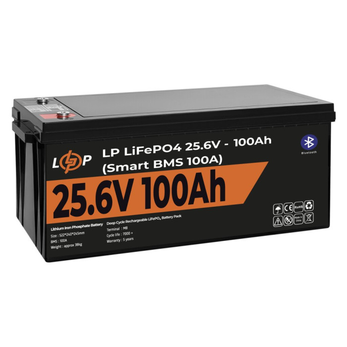 Аккумулятор LogicPower LP LiFePO4 24V (25,6V) - 100 Ah (2560Wh) (Smart BMS 100А) з BT 20200 - изображение 4