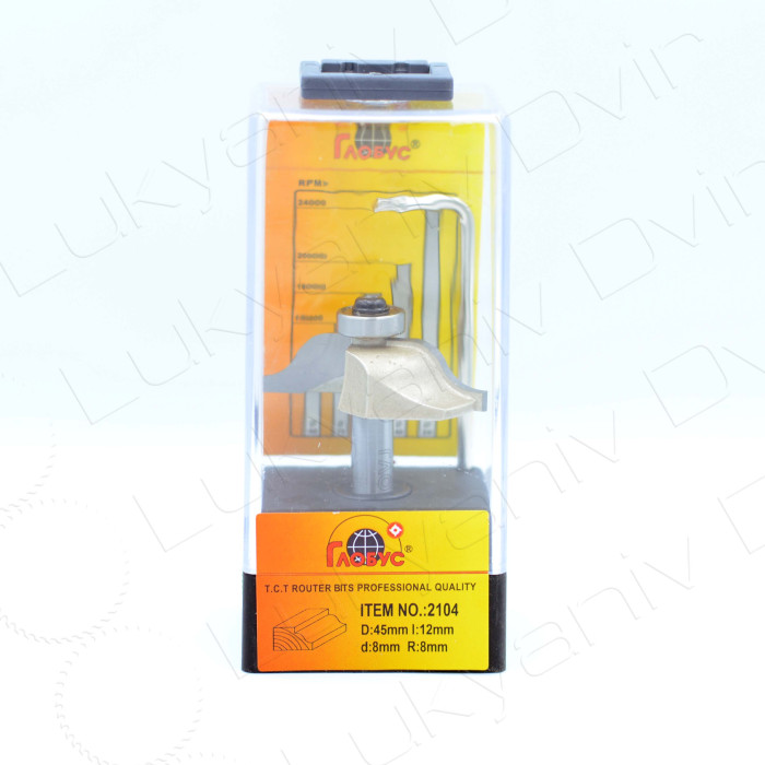 Фреза по дереву Глобус 2104 D45 l12 d8 R8