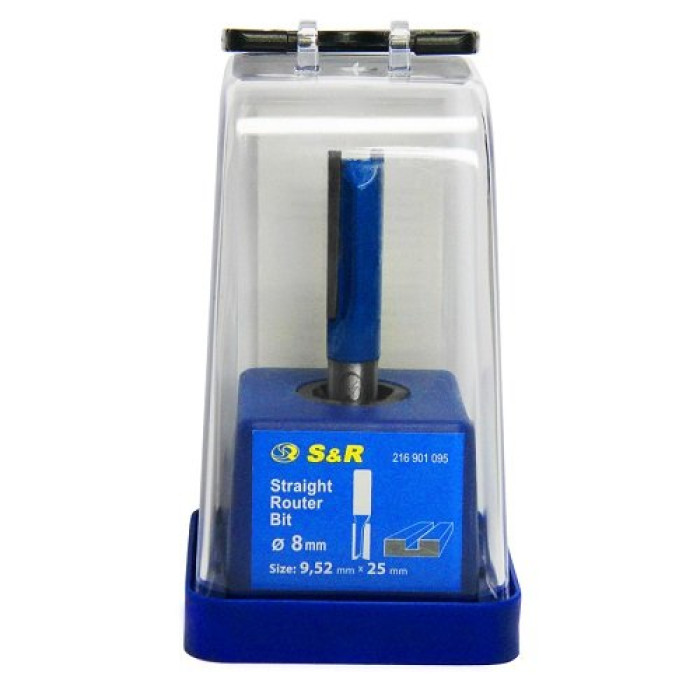 Фреза пазовая прямая по дереву S&R D9.52 l25 d8 216901095 - изображение 3