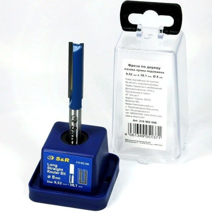 Фреза пазовая прямая по дереву S&R D9.52 l38 d8 216902096 - изображение 4