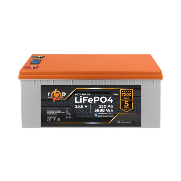 Акумулятор LogicPower LP LiFePO4 LCD Smart BT 25.6 В 230 Аг 23535