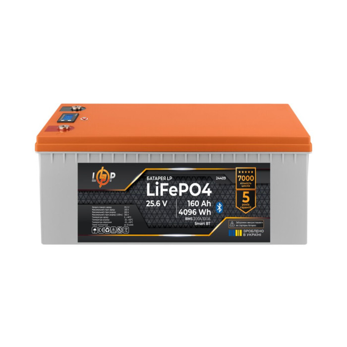 Аккумулятор LogicPower LP LiFePO4 25,6V - 160 Ah (4096Wh) (BMS 200A/100А) LCD Smart BT 24409