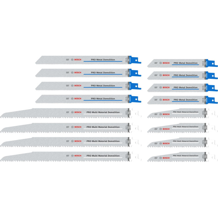 Набор полотен для сабельной пилы 16 шт BOSCH PRO Tough Box Demolition Blatt-Set 2607011822 - изображение 2