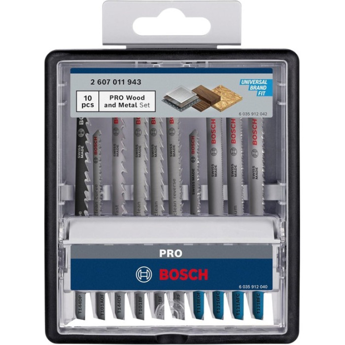 Набор полотен универсальных для лобзика 10 шт BOSCH PRO Wood and Metal 83-100 мм 2607011943 - изображение 2