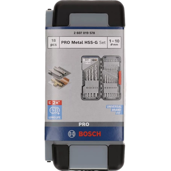 Набор сверл по металлу 18 шт BOSCH PRO Metal HSS-G 1-10 мм 2607019578 - изображение 2