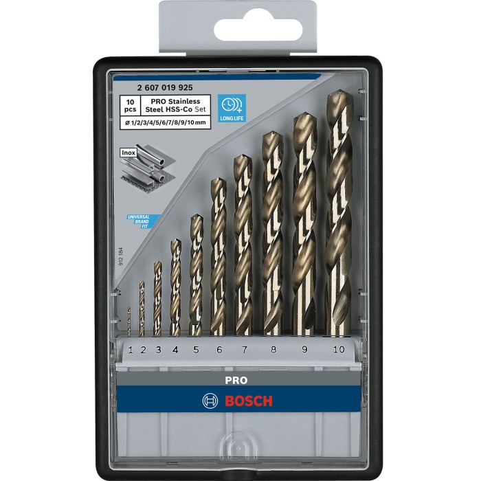 Сверла по металлу 10 шт BOSCH PRO Stainless Steel HSS-Co1-10х12-87 мм 2607019925 - изображение 2