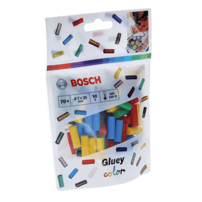 Клейові стрижні різнокольорові 70 шт BOSCH Gluey 7x20 мм 2608002005 - зображення 2