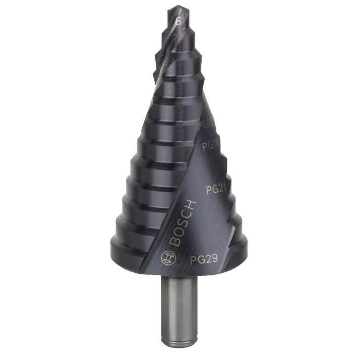 Сверло ступенчатое по металлу BOSCH HSS-AlTiN 6-37х93 мм 2608588072