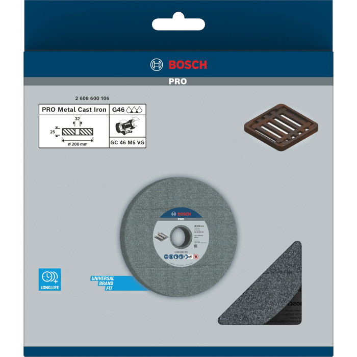 Круг шліфувальний по металу BOSCH PRO Metal 200х32х25 мм K46 2608600106 - зображення 2