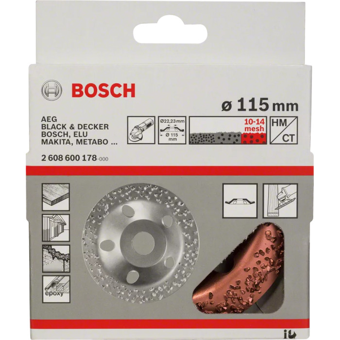 Головка из карбида вольфрама для шлифования BOSCH 115х22.23 мм 2608600178 - изображение 2