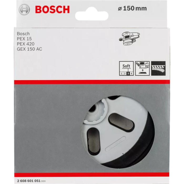 Шлифовальная платформа мягкая BOSCH 150 мм PEX 2608601051 - изображение 2