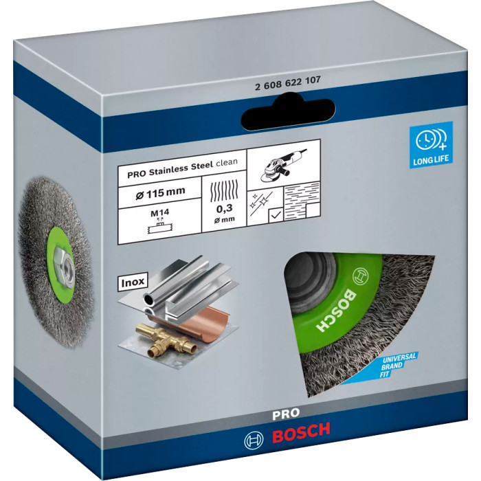 Дискова щітка BOSCH 115х0.3 мм M14 PRO Stainless Steel clean 2608622107 - зображення 2