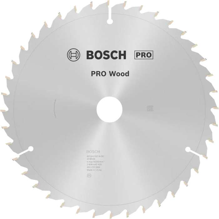 Диск пильний по дереву BOSCH PRO Wood 254х30х40 2608640435