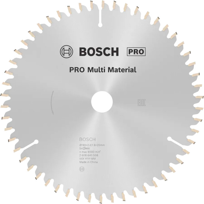 Диск пильный универсальный BOSCH PRO Multi Material 190х20х54 2608640508