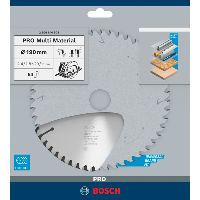 Диск пильный универсальный BOSCH PRO Multi Material 190х20х54 2608640508 - изображение 2