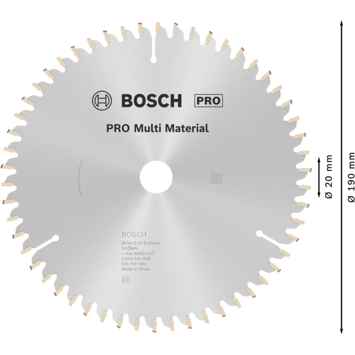Диск пильный универсальный BOSCH PRO Multi Material 190х20х54 2608640508 - изображение 3