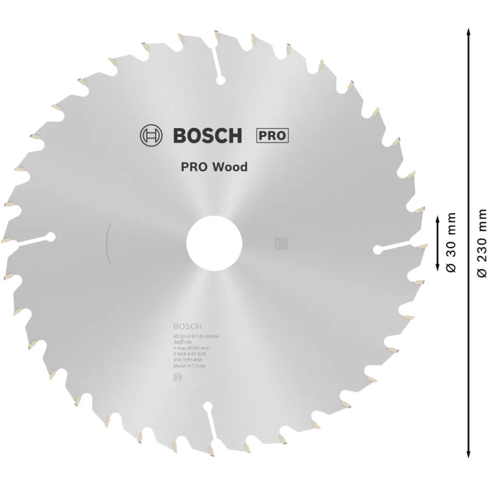 Диск пильный по дереву BOSCH PRO Wood 230х30х36 2608640628 - изображение 3