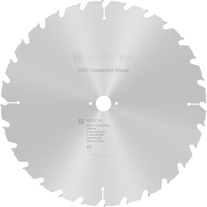 Диск пильный по конструкционному дереву BOSCH PRO Construct Wood 400х30х28 2608640693
