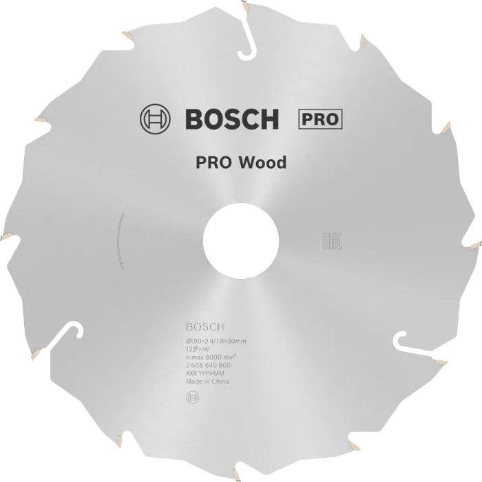 Диск пильный по дереву BOSCH PRO Wood 190х30х12 2608640800