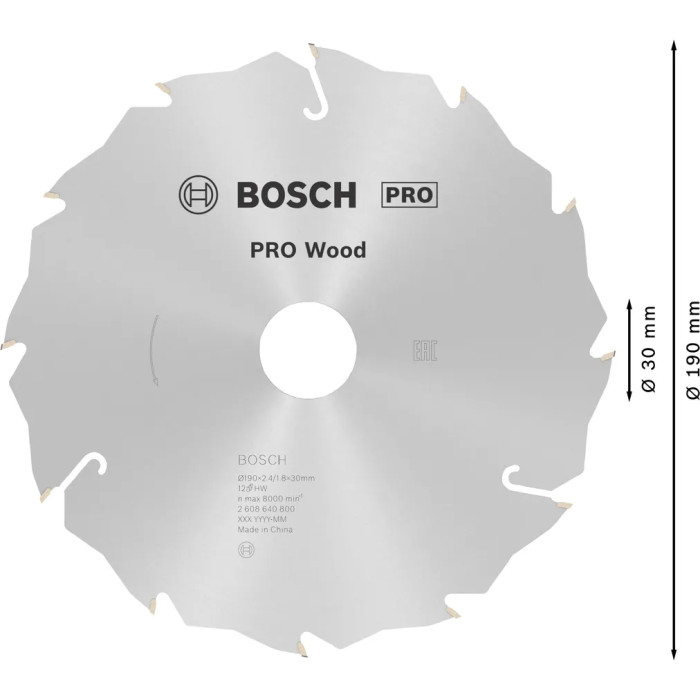 Диск пильный по дереву BOSCH PRO Wood 190х30х12 2608640800 - изображение 3