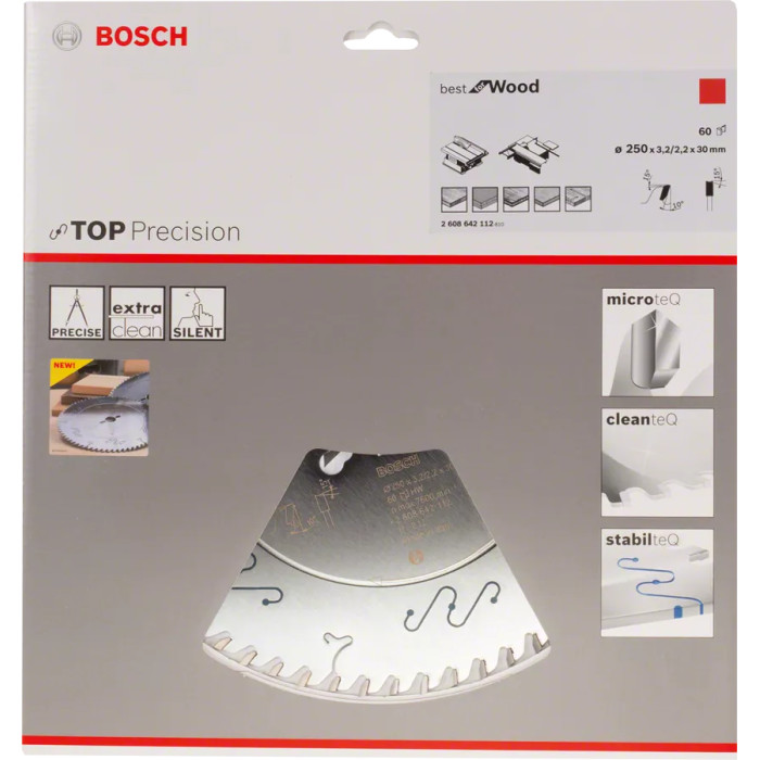 Диск пильный по дереву BOSCH Best for Wood 250х30х60 2608642112 - изображение 2