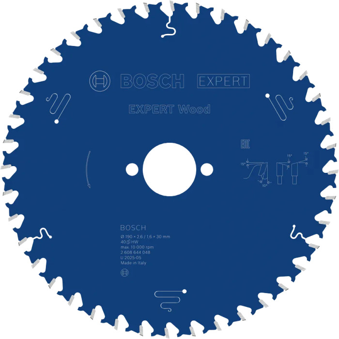 Диск пильный по дереву BOSCH EXPERT Wood 190х30х40 2608644048
