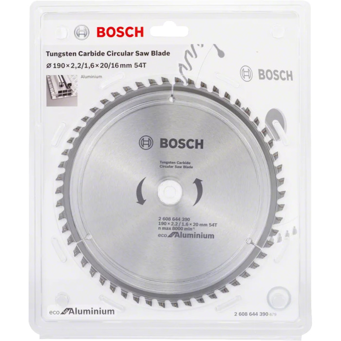 Диск пильный по алюминию BOSCH Eco for Aluminum 190х20х54 2608644390 - изображение 2