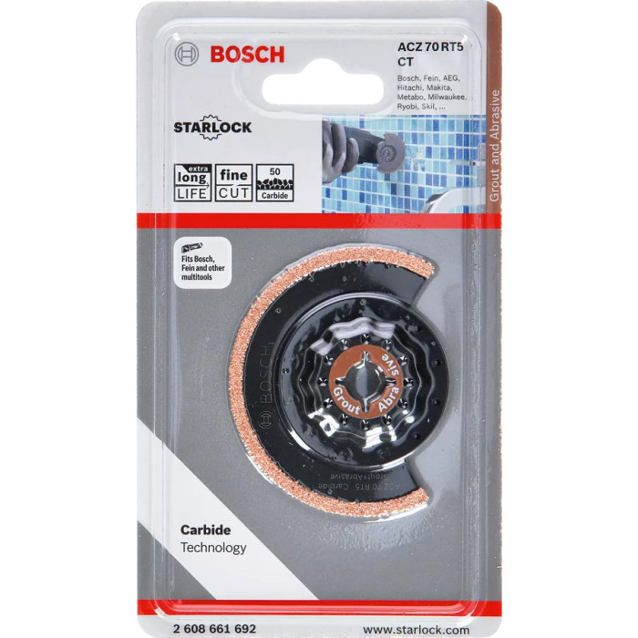 Напівкругле полотно-насадка для реноватора по бетону BOSCH Carbide ACZ 70 RT5 70 мм Starlock 2608661692 - зображення 2