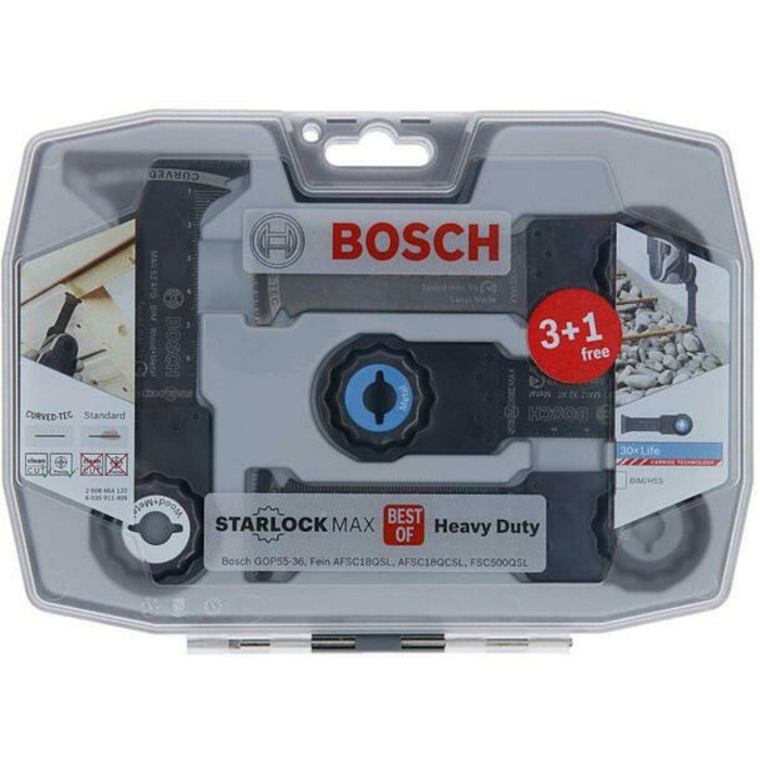 Набір полотен-насадок для реноватора по дереву та металу 4 шт BOSCH Best of Heavy Duty Starlock MAX 2608664132 - зображення 2
