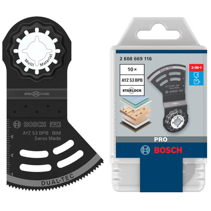Полотна-насадки для реноватора універсальні 10 шт BOSCH BiM PRO AYZ 53 BPB Dual-Tec 53х40 мм Starlock 2608669116